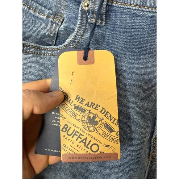 Buffalo Mens Ash Blue Stretch Comfort Veined and Crinkled Slim Jeans Size 34x30
